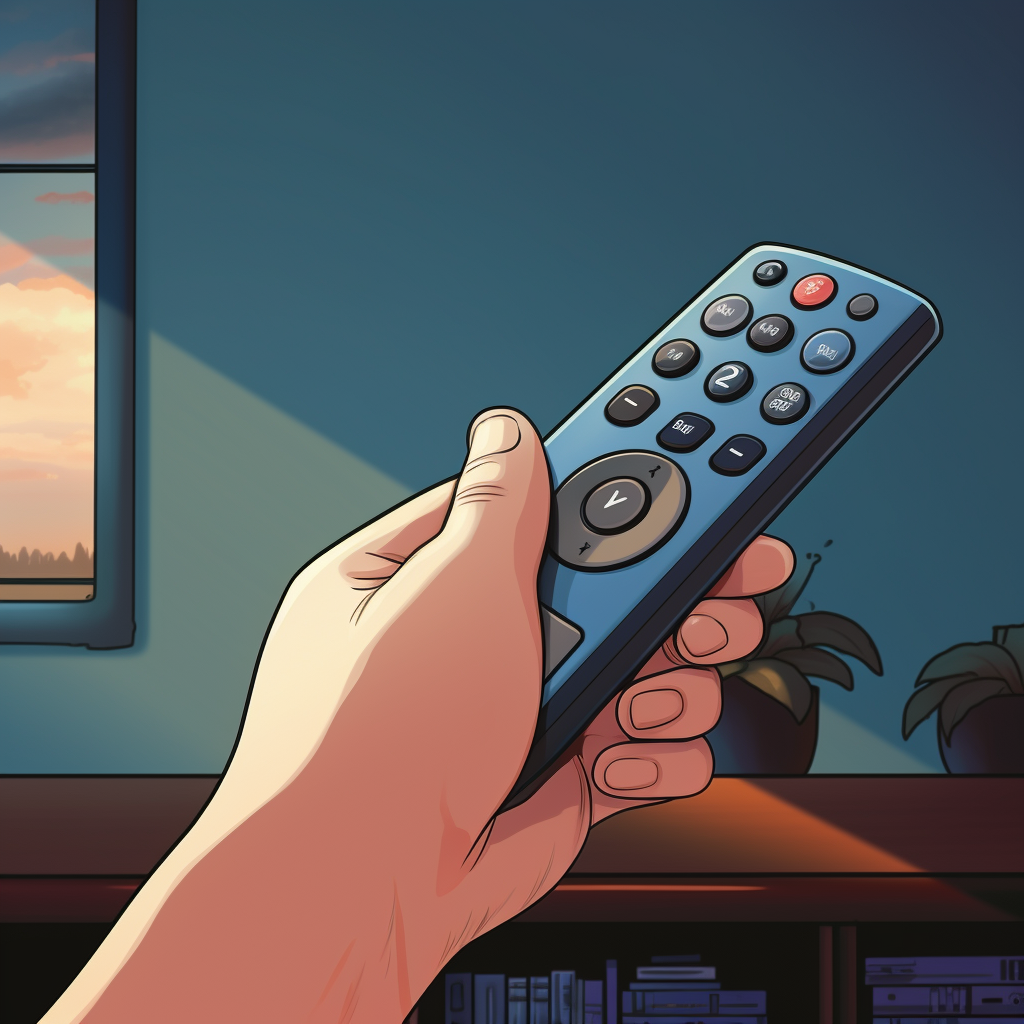 Illustration of a person's hand holding a TV remote